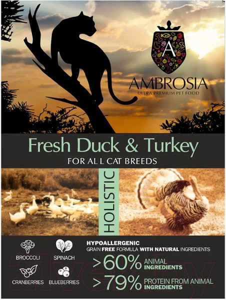 Изображение товара Сухой корм для кошек Ambrosia Grain Free для стерилизов., свежие утка и индейка / U/ACDT5 (5кг)