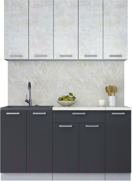 Изображение товара Кухонный гарнитур Интерлиния Мила Лайт 1.5 (бетон лайт/антрацит)