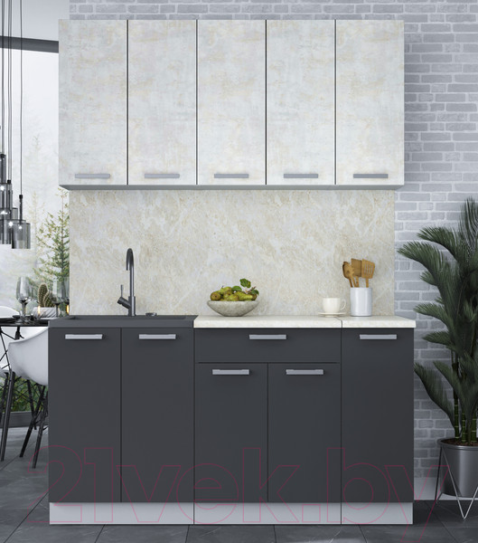 Изображение товара Кухонный гарнитур Интерлиния Мила Лайт 1.5 (бетон лайт/антрацит)