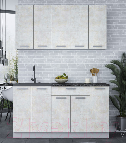 Изображение товара Кухонный гарнитур Интерлиния Мила Лайт 1.5 (бетон лайт/бетон лайт)