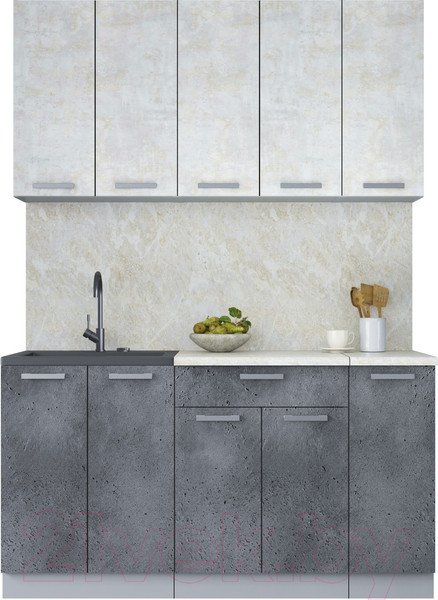 Изображение товара Кухонный гарнитур Интерлиния Мила Лайт 1.5 (бетон лайт/бетон портленд)