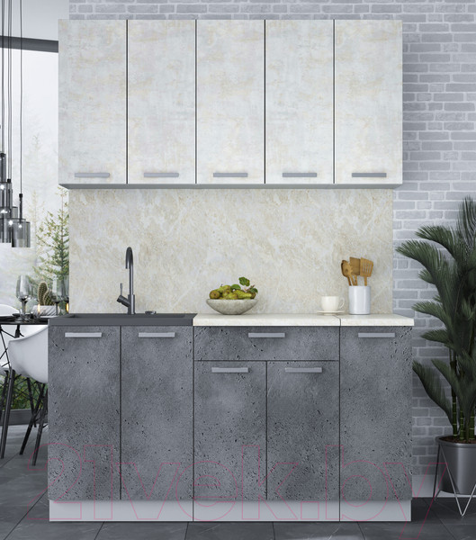 Изображение товара Кухонный гарнитур Интерлиния Мила Лайт 1.5 (бетон лайт/бетон портленд)