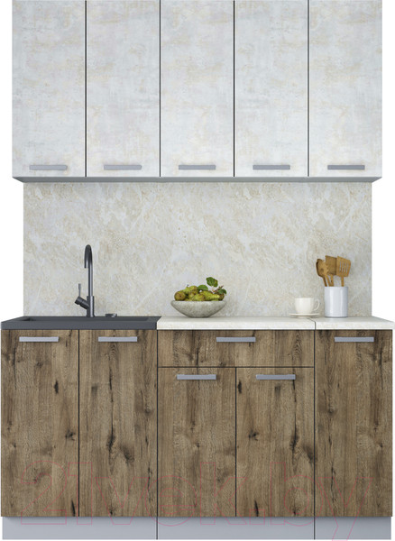 Изображение товара Кухонный гарнитур Интерлиния Мила Лайт 1.5 (бетон лайт/дуб веллингтон)