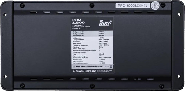 Изображение товара Автомобильный усилитель AMP Pro 1.800