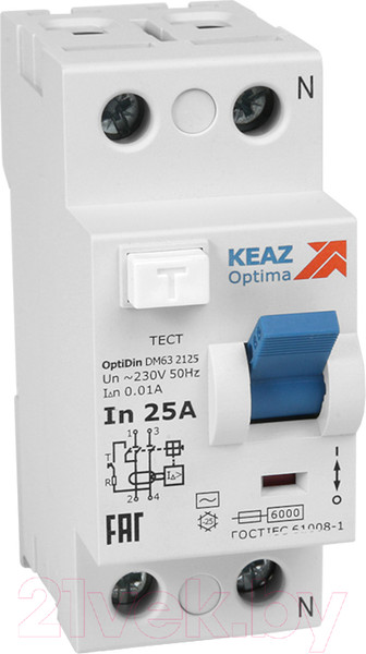 Изображение товара Устройство защитного отключения КЭАЗ OptiDin DМ63-2225-AС-УХЛ4 / 254166