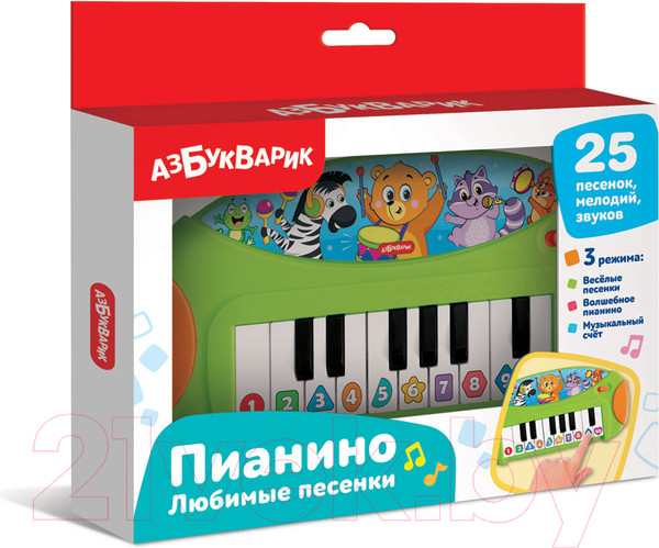 Изображение товара Музыкальная игрушка Азбукварик Пианино. Любимые песенки / 3119 (зеленый)