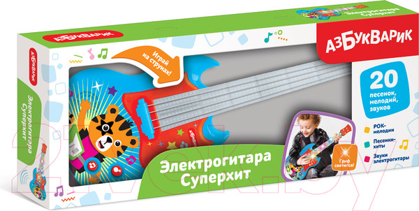 Изображение товара Музыкальная игрушка Азбукварик Электрогитара Суперхит / 3159 (голубой)