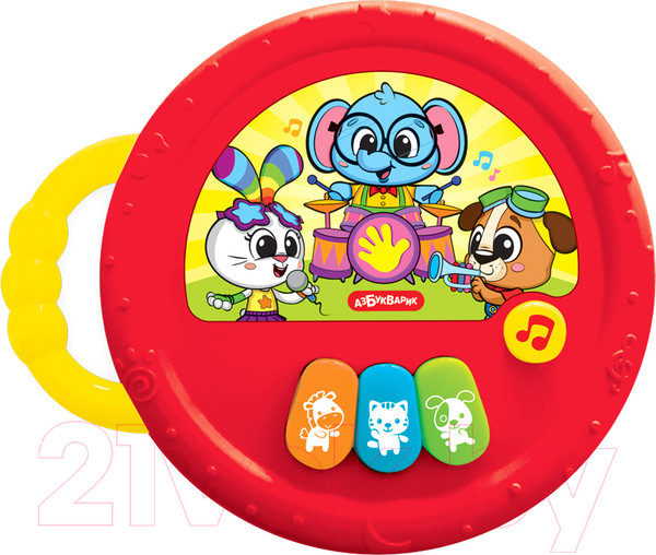 Изображение товара Музыкальная игрушка Азбукварик Музыкальный барабанчик / 3113 (красный)