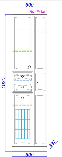 Изображение товара Шкаф-пенал для ванной Aqwella Барселона / Ba.05.05