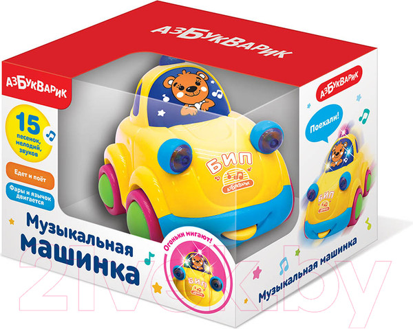 Изображение товара Развивающая игрушка Азбукварик Музыкальная машинка / 2991 (желтый)