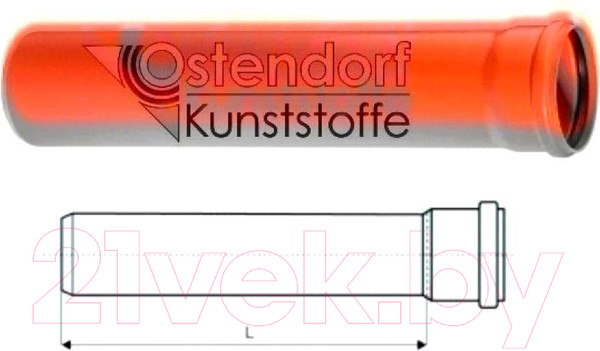 Изображение товара Труба наружной канализации Ostendorf SN2 160x3.2x500 / 222002