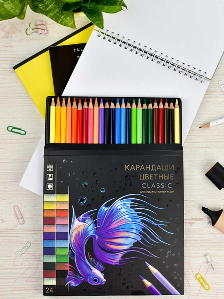 Изображение товара Набор цветных карандашей Феникс+ Классик / 64098 (24цв)