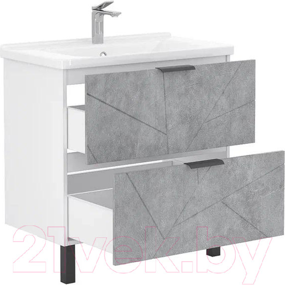 Изображение товара Тумба с умывальником Volna Twing 80.2Y бетон Миранда 80 (напольная)