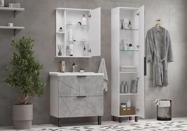 Изображение товара Тумба с умывальником Volna Twing 80.2Y бетон Миранда 80 (напольная)