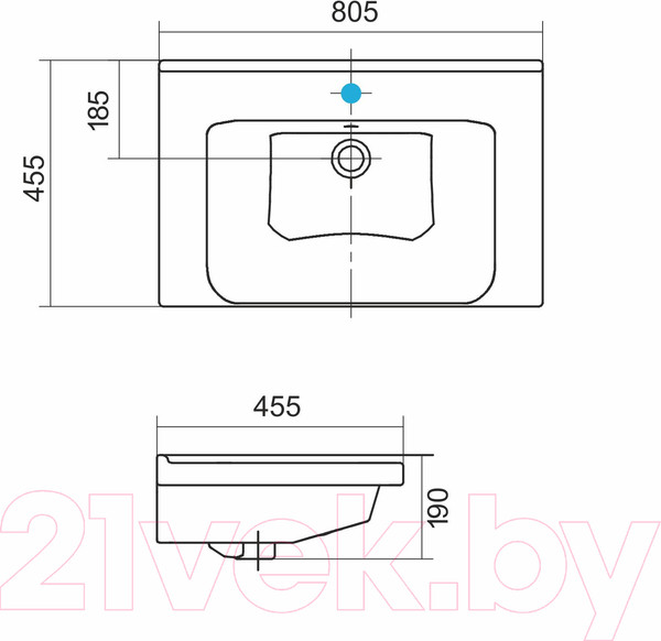 Изображение товара Тумба с умывальником Volna Twing 80.2Y бетон Миранда 80 (напольная)