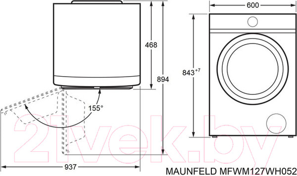 Изображение товара Стиральная машина Maunfeld MFWM127WH052