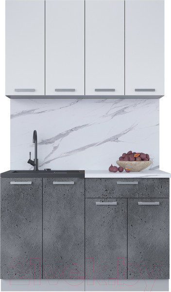 Изображение товара Кухонный гарнитур Интерлиния Мила Лайт 1.2 (белый платинум/бетон портленд)