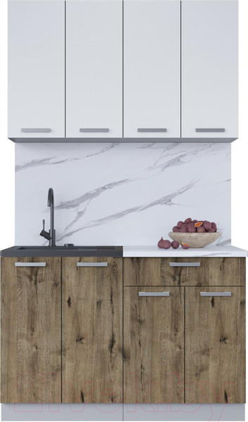 Изображение товара Кухонный гарнитур Интерлиния Мила Лайт 1.2 (белый платинум/дуб веллингтон)