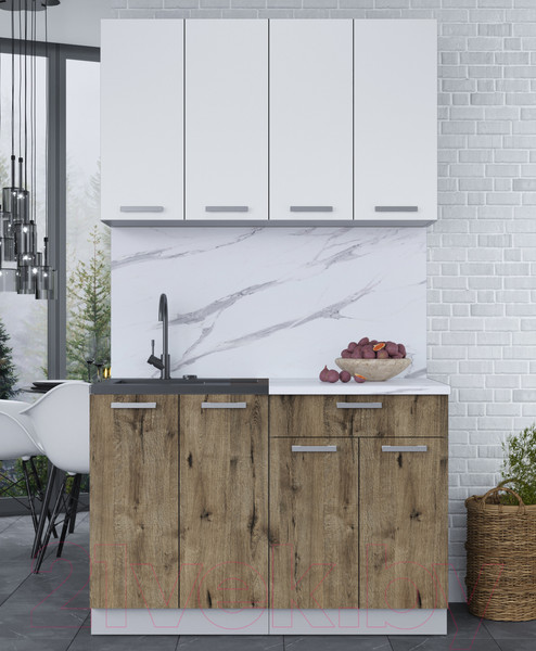 Изображение товара Кухонный гарнитур Интерлиния Мила Лайт 1.2 (белый платинум/дуб веллингтон)