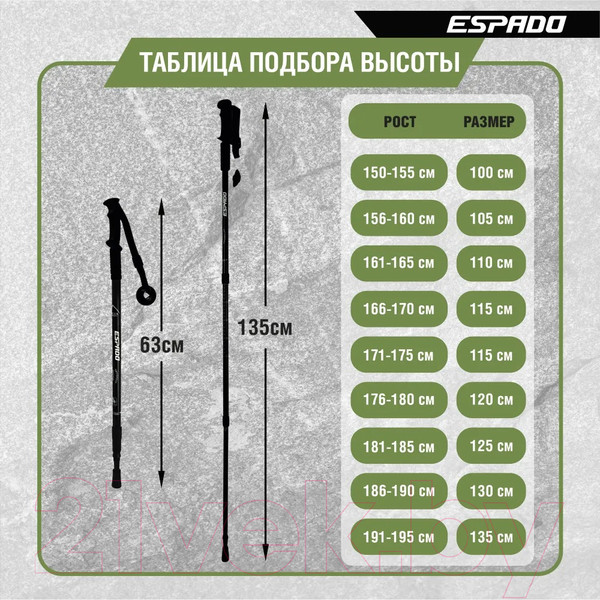 Изображение товара Палки для скандинавской ходьбы Espado ENW-003 (черный)