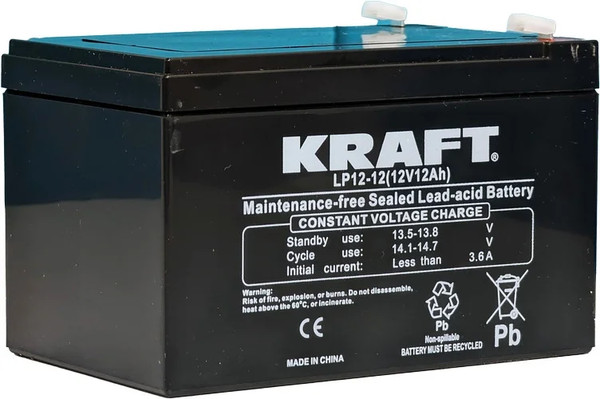 Изображение товара Аккумуляторная батарея KrafT 12V-12Ah / LP12-12