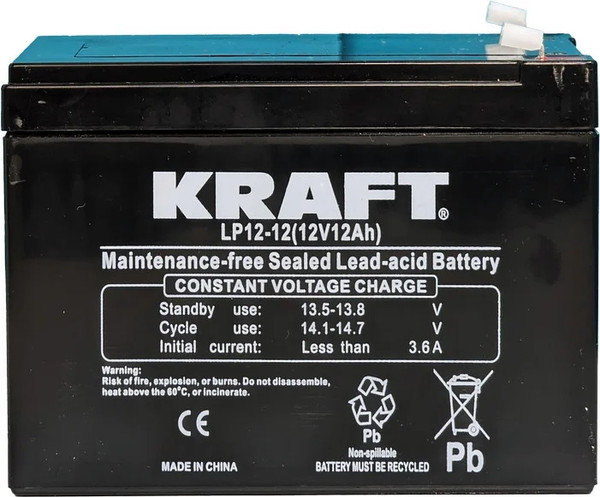 Изображение товара Аккумуляторная батарея KrafT 12V-12Ah / LP12-12