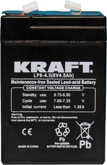 Изображение товара Аккумуляторная батарея KrafT 6V-4.5Ah / LP6-4.5