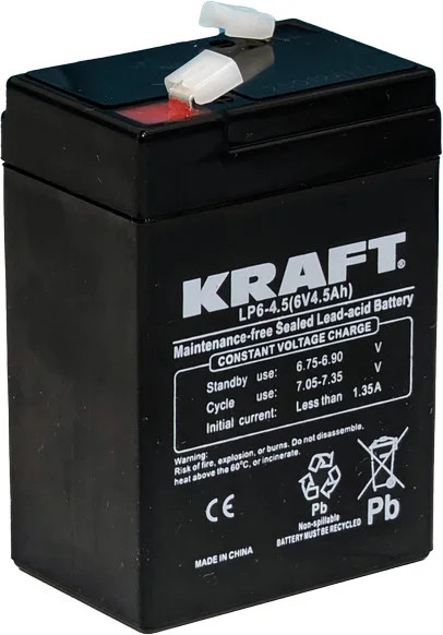 Изображение товара Аккумуляторная батарея KrafT 6V-4.5Ah / LP6-4.5