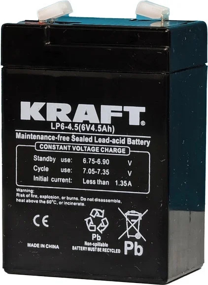 Изображение товара Аккумуляторная батарея KrafT 6V-4.5Ah / LP6-4.5