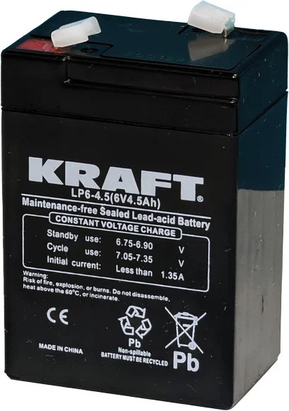 Изображение товара Аккумуляторная батарея KrafT 6V-4.5Ah / LP6-4.5