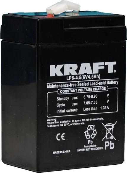 Изображение товара Аккумуляторная батарея KrafT 6V-4.5Ah / LP6-4.5
