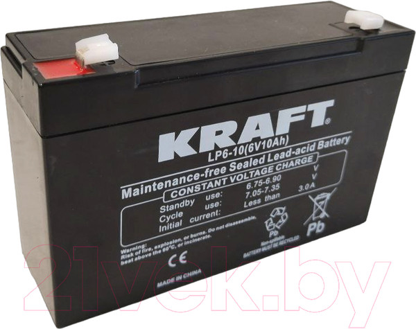 Изображение товара Аккумуляторная батарея KrafT 6V-10Ah / LP6-10