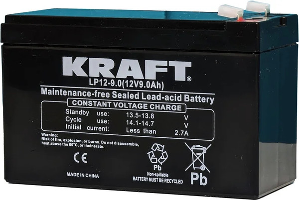 Изображение товара Аккумуляторная батарея KrafT 12V-9Ah / LP12-9