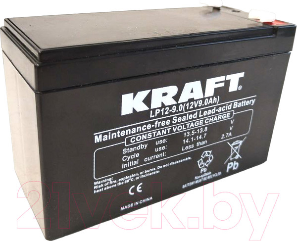 Изображение товара Аккумуляторная батарея KrafT 12V-9Ah / LP12-9