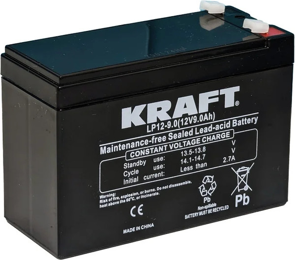 Изображение товара Аккумуляторная батарея KrafT 12V-9Ah / LP12-9