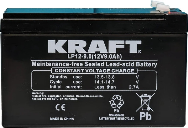 Изображение товара Аккумуляторная батарея KrafT 12V-9Ah / LP12-9