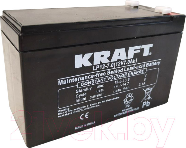 Изображение товара Аккумуляторная батарея KrafT 12V-7Ah / LP12-7