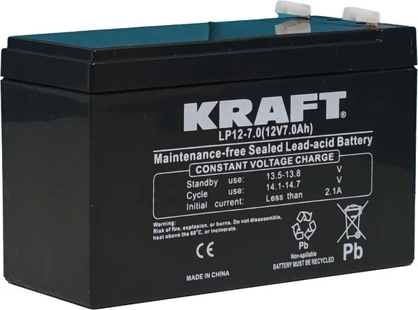 Изображение товара Аккумуляторная батарея KrafT 12V-7Ah / LP12-7