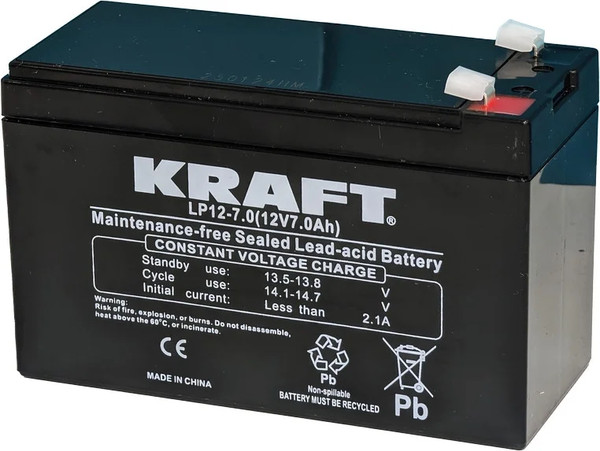 Изображение товара Аккумуляторная батарея KrafT 12V-7Ah / LP12-7