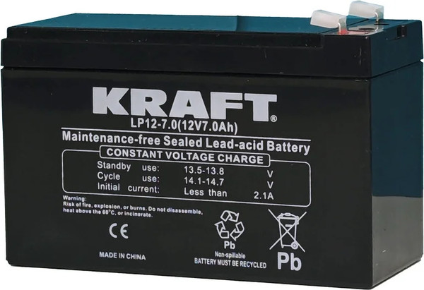 Изображение товара Аккумуляторная батарея KrafT 12V-7Ah / LP12-7