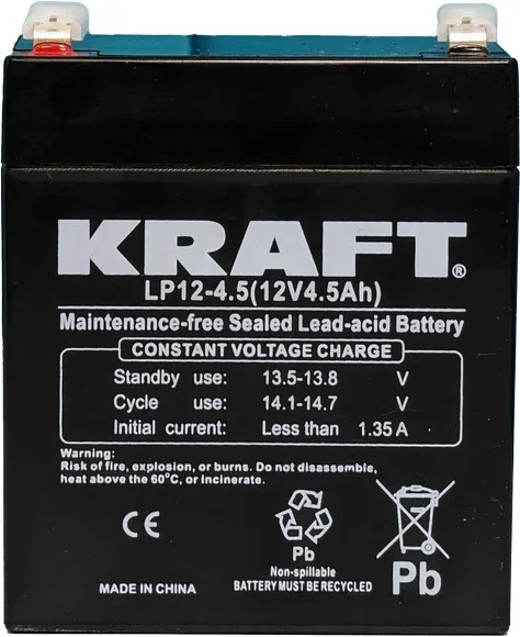 Изображение товара Аккумуляторная батарея KrafT 12V-4.5Ah / LP12-4.5