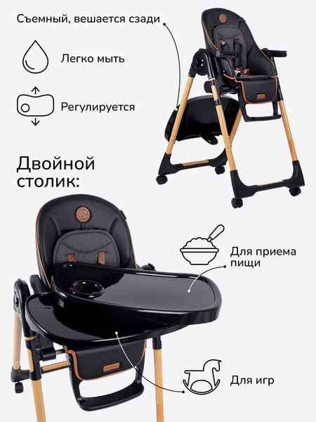 Изображение товара Стульчик для кормления Amarobaby Elegant / AB23-23EL/09 (черный)