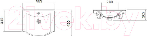 Изображение товара Тумба с умывальником Гамма Люкс 13-56/3 У60 Альбатрос-10060