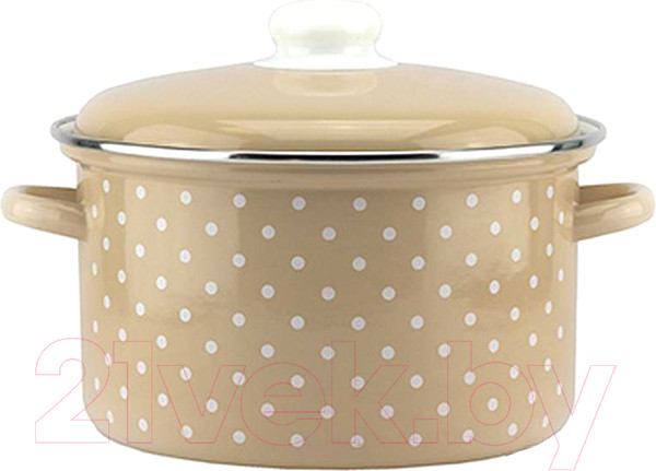 Изображение товара Кастрюля Эмаль Горох мелкий 18-Б1614/4М (бежевый)