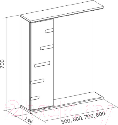 Изображение товара Шкаф с зеркалом для ванной Volna Joli 70 L (белый)