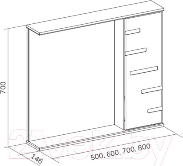 Изображение товара Шкаф с зеркалом для ванной Volna Joli 60 R (белый)