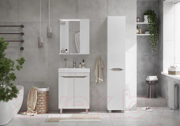 Изображение товара Шкаф с зеркалом для ванной Volna Lake 60 R (белый)