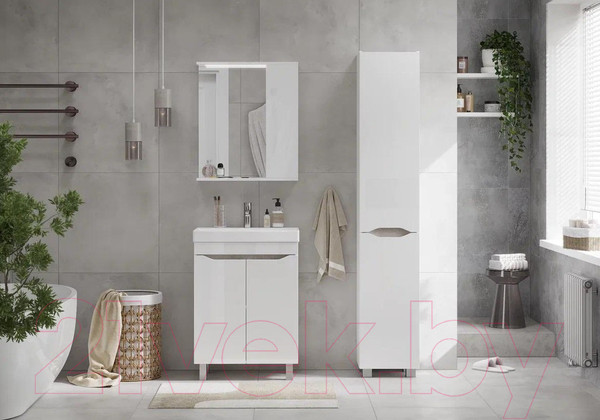 Изображение товара Шкаф с зеркалом для ванной Volna Lake 70 R (белый)