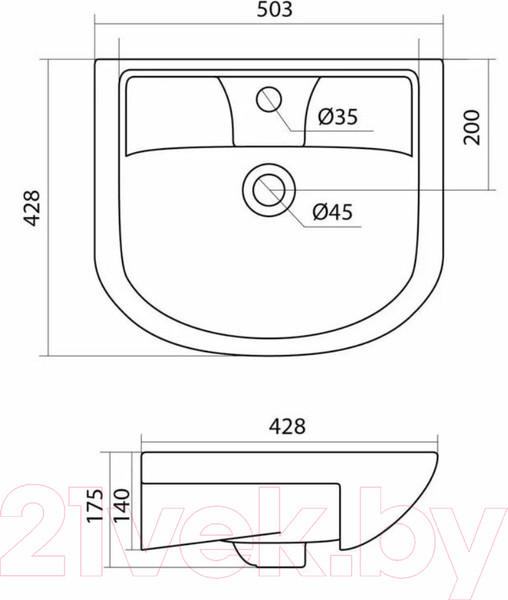 Изображение товара Тумба с умывальником Volna Joli 50.2D Ладога 50 (напольная)