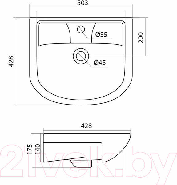 Изображение товара Тумба с умывальником Volna Adel 50.2D Ладога (напольная)